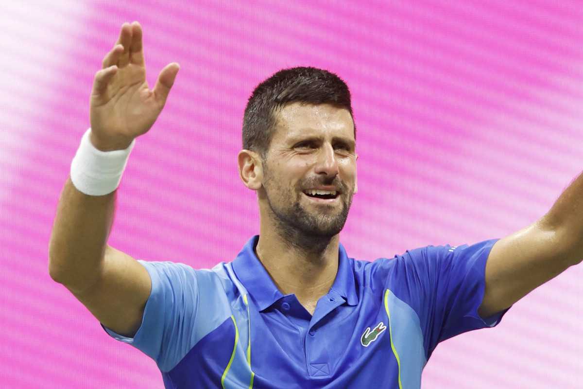 Novak Djokovic commosso dopo la vittoria a New York